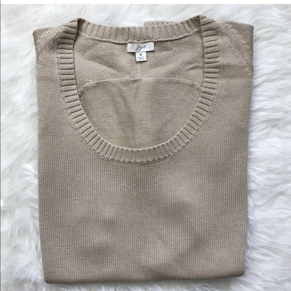 J. Jill Cream Shirt Sleeve Knit Top Size M
